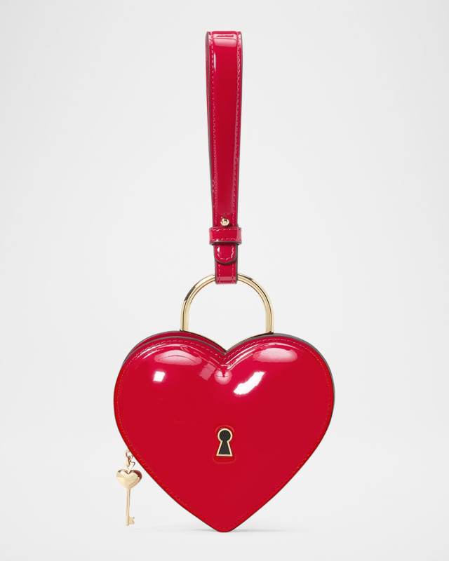 key to my heart patent faux leather wristlet